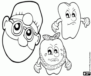 Coloriage Dentiste et les dents avec des problèmes