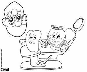 Coloriage Dents malades chez le dentiste