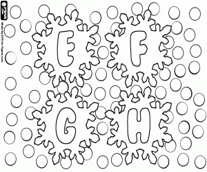 Coloriage Des cristaux avec les lettres E, F, G, H de glace