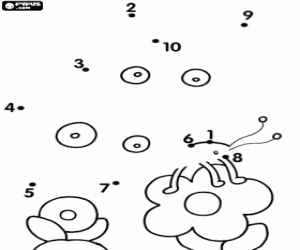 Coloriage Dessin pour points d'animal et fleur