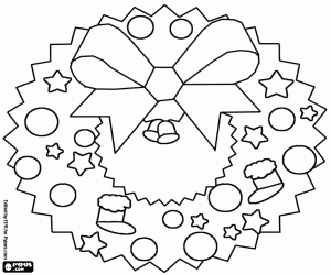 Coloriage Dessin simple de couronne de Noël