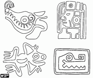 Coloriage Dessins de Mayas sculptés