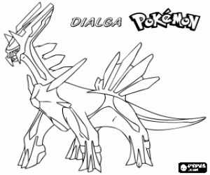 Coloriage Dialga, un dragon Pokemon