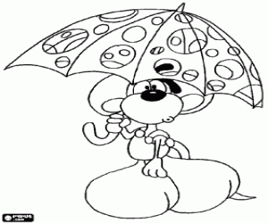 Coloriage Diddl la souris et un parapluie