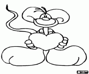 Coloriage Diddle avec un grand coeur