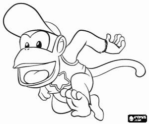 Coloriage Diddy Kong, un chimpanzé