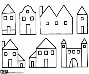 Coloriage Différentes maisons d’un village
