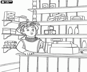 Coloriage Dilys Price dans le épicerie