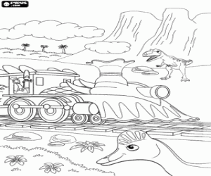 Coloriage Dino Train, le train de dinosaures
