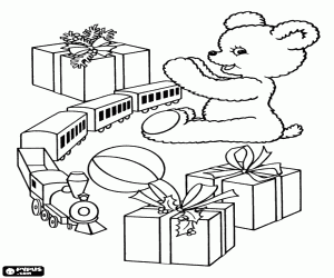 Coloriage Divers cadeaux de Noël