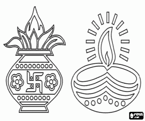 Coloriage Diwali, la fête des lumières