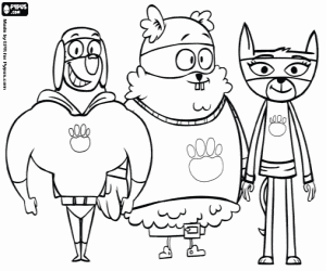 Coloriage Dodge, Bingo et Sheeba de PetSquad