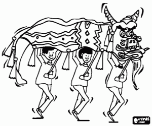 Coloriage Le dragon chinois dans la célébration