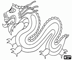 Coloriage Dragon chinois ou dragon oriental