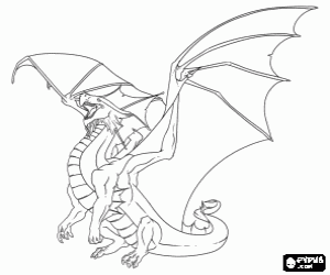 Coloriage Dragon féroce aux ailes déployées