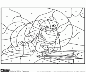 Coloriage Le dragon Krokmou, par un nombre