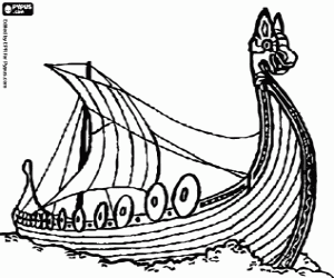 Coloriage Drakkar, bateau viking