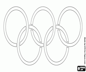 Coloriage Le drapeau avec les anneaux olympiques