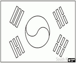 Coloriage Drapeau de la Corée du Sud ou Corée