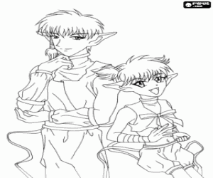 Coloriage Dren et Sardon, personnages de Mew Mew