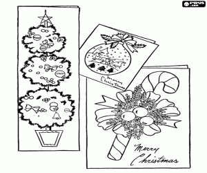 Coloriage Décoration de Noël avec des cartes