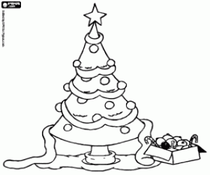 Coloriage Décorer l'arbre de Noël