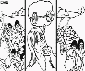 Coloriage La découverte de la roue