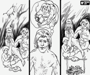 Coloriage La découverte du feu