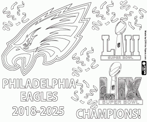 Coloriage Eagles de Philadelphie, Super Bowl 2025