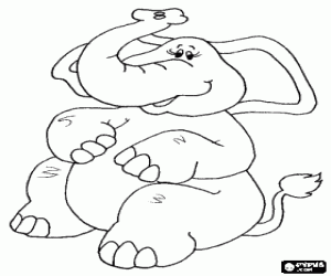 Coloriage Éléphant assis sur le sol