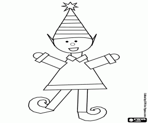 Coloriage Elfe de Noël, dessin simple