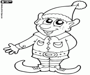 Coloriage Elfe de Père Noël