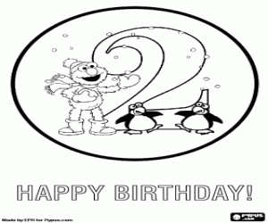 Coloriage Elmo et le deuxième anniversaire