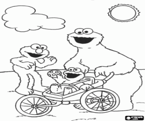 Coloriage Elmo et deux monstres de cookie