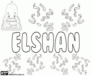 Coloriage Elshan, nom pour enfant