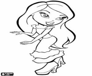 Coloriage Elégant Bratz avec une longue robe