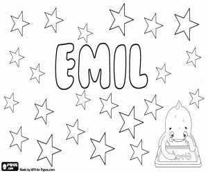 Coloriage Emil, nom dans plusieurs langues
