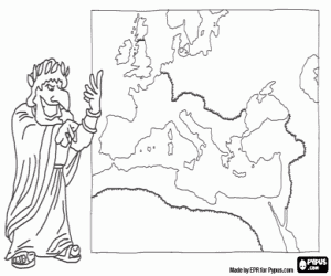Coloriage Empereur et la carte de l'Empire romain