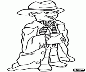 Coloriage Enfant avec les vêtements de son père