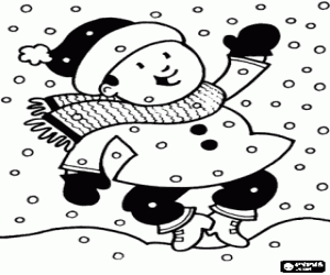 Coloriage Enfant heureux sous une bordée de neige