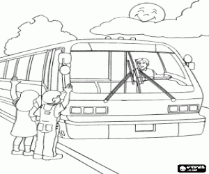 Coloriage Les enfants et le bus