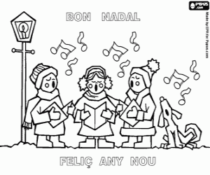 Coloriage Enfants et des chants de Noël, en catalan