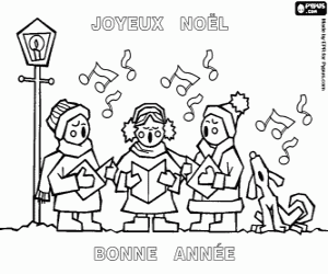 Coloriage Enfants et chants de Noël en Français