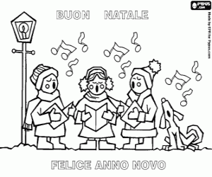 Coloriage Enfants et chants de Noël en Italien