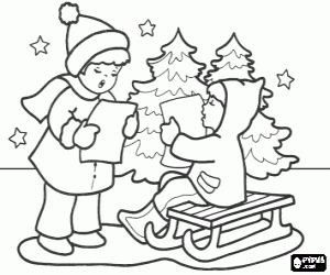 Coloriage Enfants et chants de Noël