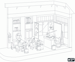 Coloriage Enfants dans une salle de classe Playmobil