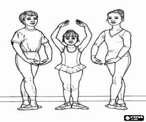 Coloriage Enfants en classe de ballet