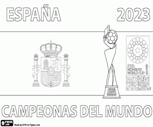 Coloriage Espagne, championne du monde féminine 2023