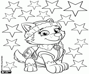Coloriage Everest et étoiles de Noël