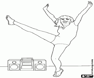 Coloriage Exercice aérobie avec musique